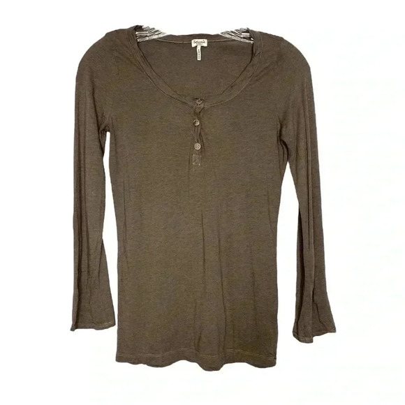 Splendid Henley Tab Sleeve Shirt Top - Picture 1 of 6